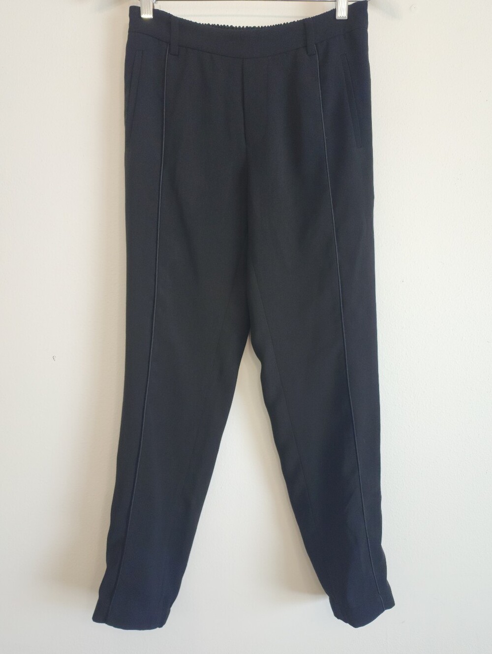 Vince Black Crepe Pintuck Elastic Waist Mid Rise Jogger Dress Pant XS - Picture 2 of 15